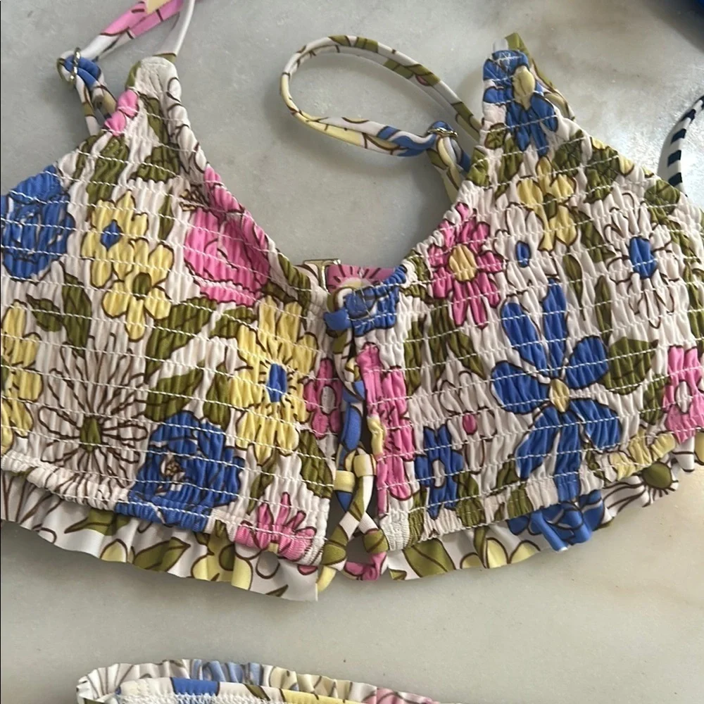 No Boundaries Pink and Blue Bikini with Tropical Flair
